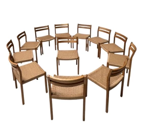 Set of 12 Mid-Century Modern 401 Dining Room Chairs by Niels Otto Møller, 1970s